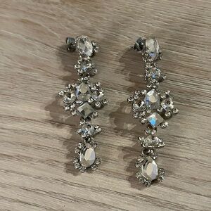 Silver Crystal Drop Earrings